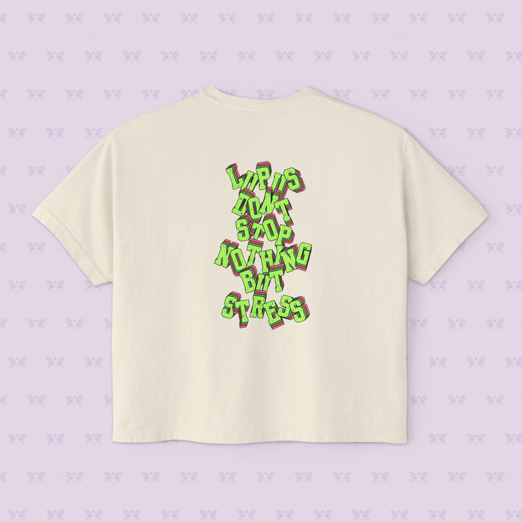 Stress Not Permitted Cherry Cropped Tee | Lupus Don’t Stop Nothing But Stress | Bold Summer Statement Shirt