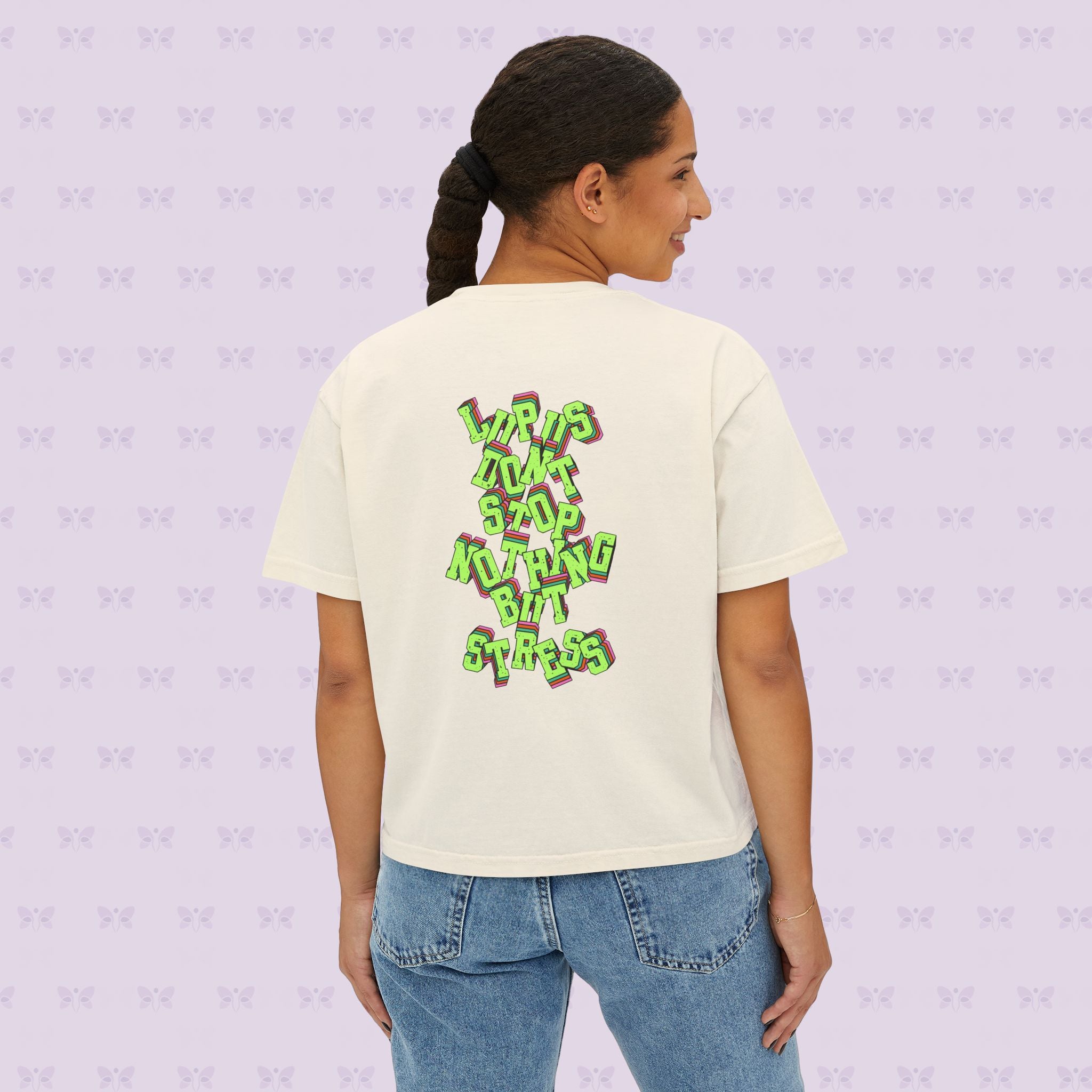 Stress Not Permitted Cherry Cropped Tee | Lupus Don’t Stop Nothing But Stress | Bold Summer Statement Shirt