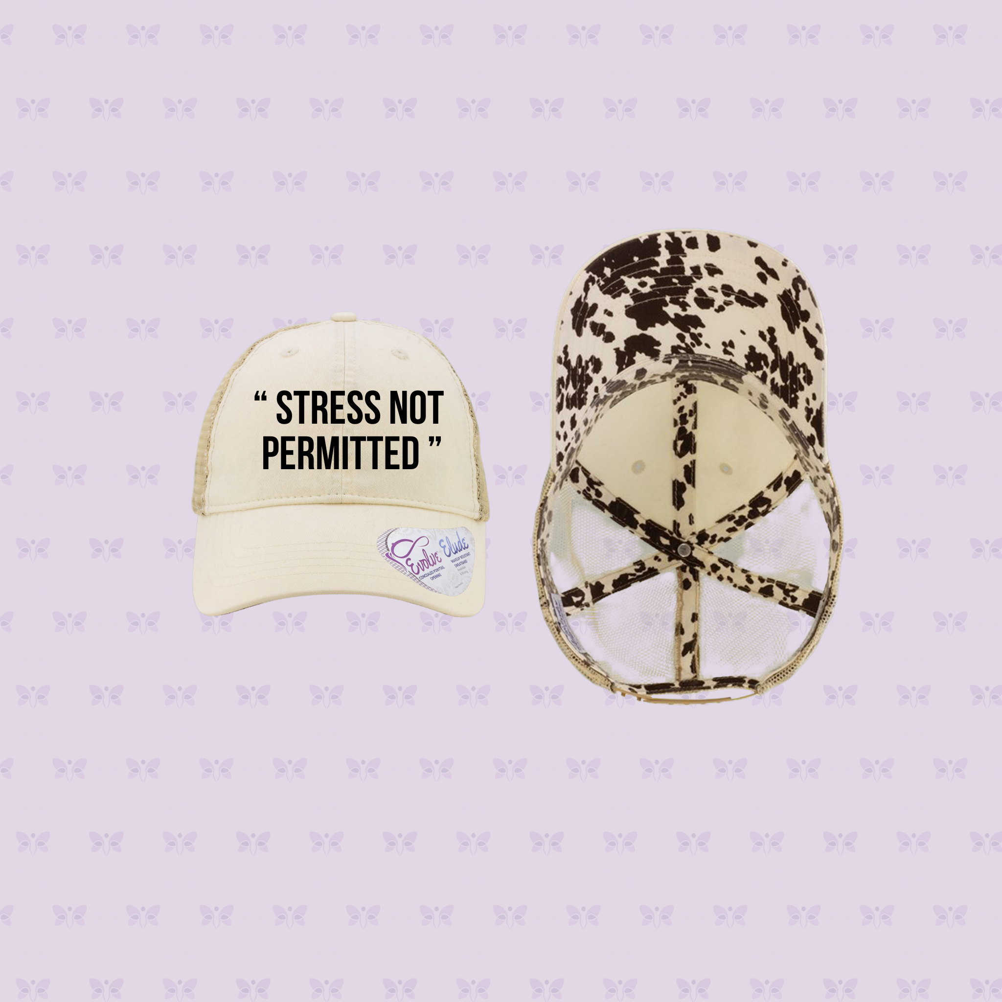 “ STRESS NOT PERMITTED” Embroidered Mesh-Back Cap | Sun Protection + Autoimmune-Friendly