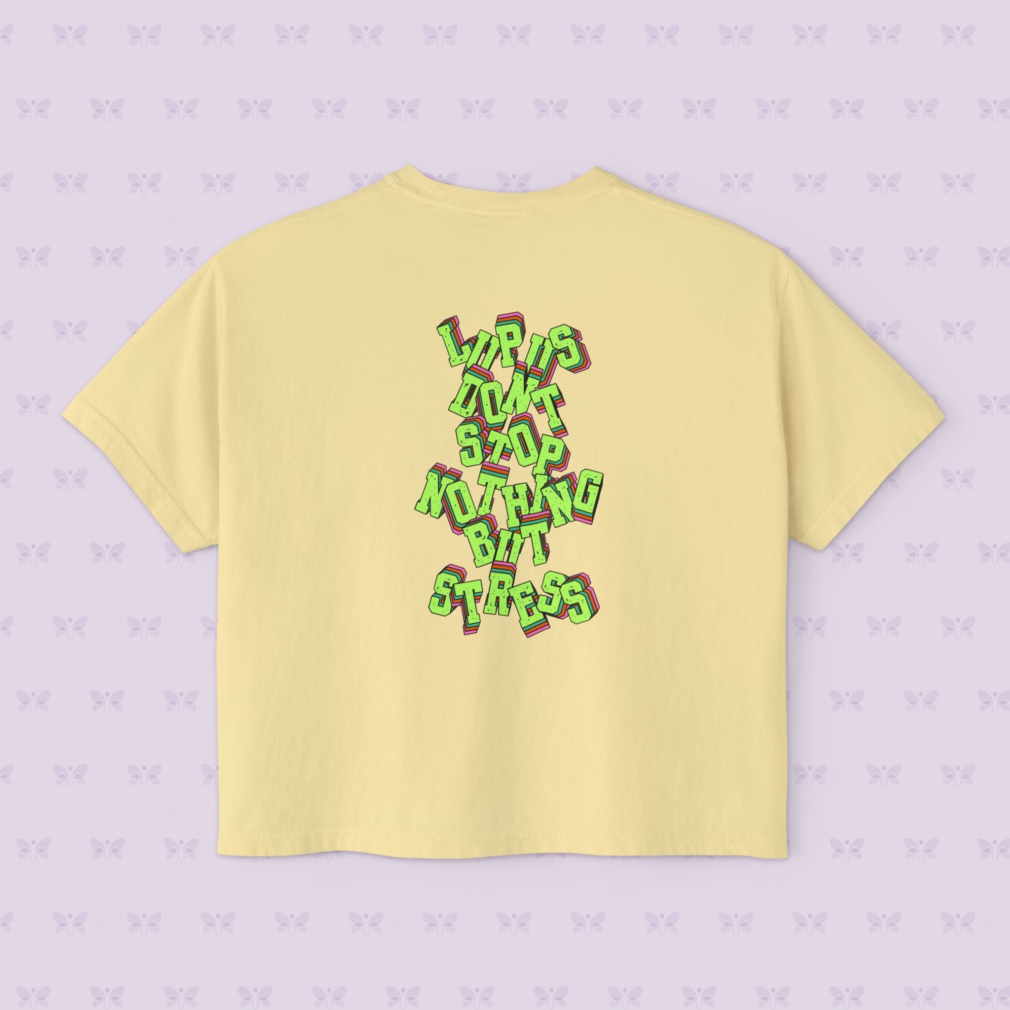Stress Not Permitted Cherry Cropped Tee | Lupus Don’t Stop Nothing But Stress | Bold Summer Statement Shirt