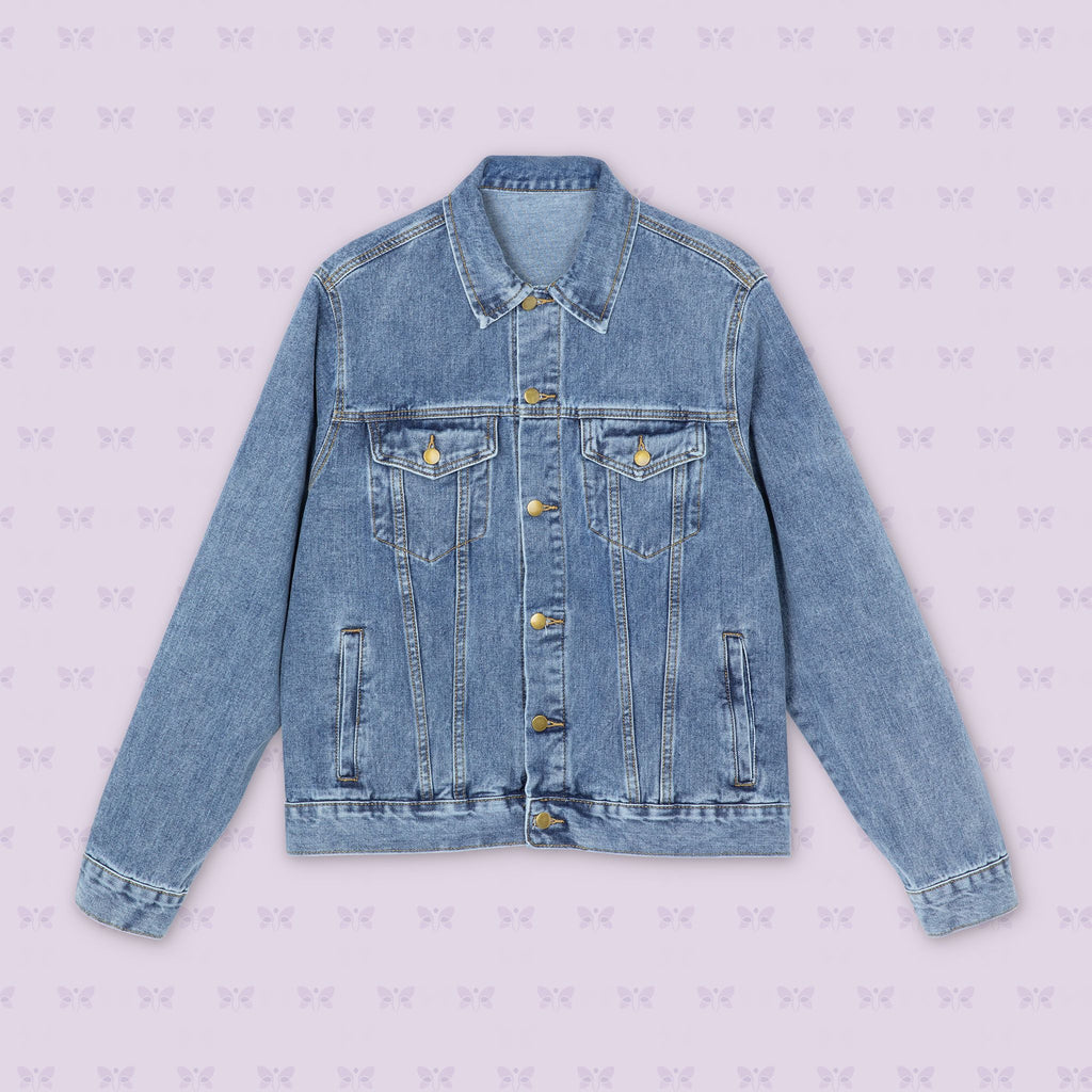 Denim Jacket — 'Lupus Don't Stop Nothing But Stress' Back Graphic Casual Jacket