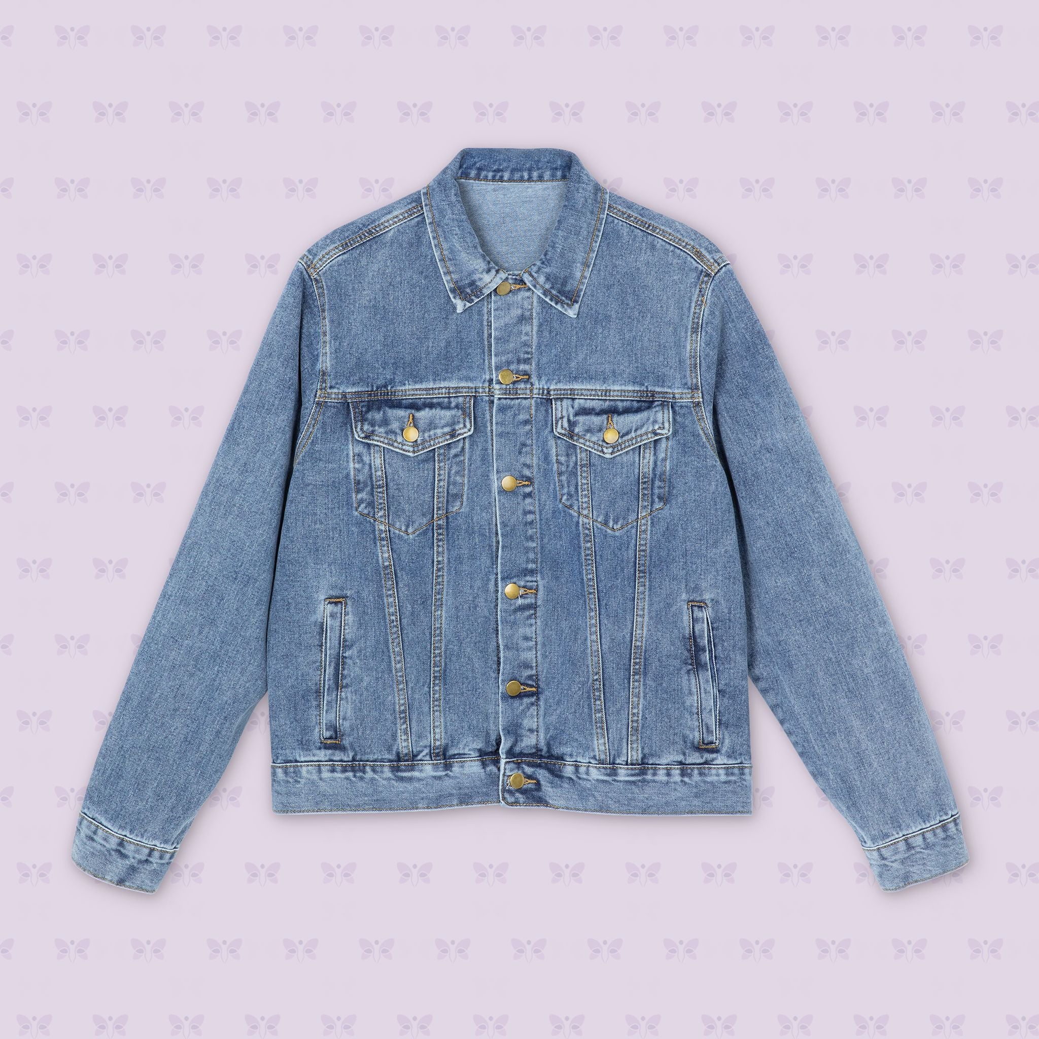 Denim Jacket — 'Lupus Don't Stop Nothing But Stress' Back Graphic Casual Jacket